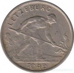 Монета. Люксембург. 1 франк 1946 год.