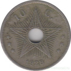 Монета. Бельгийское Конго. 10 сантимов 1928 год.