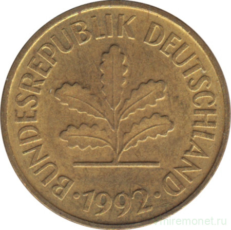 Монета. ФРГ. 5 пфеннигов 1992 год. Монетный двор - Берлин (А).
