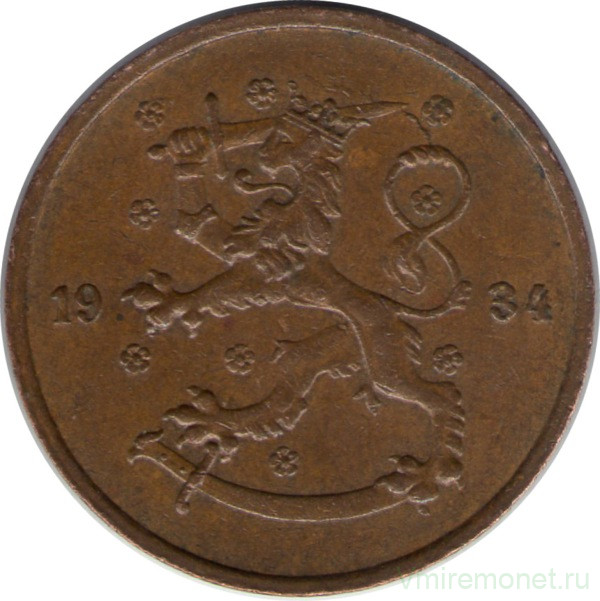 Монета. Финляндия. 5 пенни 1934 год.