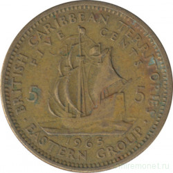 Монета. Британские Восточные Карибские территории. 5 центов 1965 год.