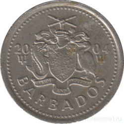 Монета. Барбадос. 10 центов 2004 год.