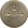 Монета. Великобритания. 2 фунта 1989 год. 300 лет "Биллю о правах" Англии. ав.