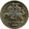 Аверс.Монета. Литва. 10 центов 2008 год.