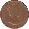 Монета. Каймановы острова. 1 цент 1996 год. ав.