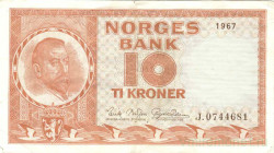 Банкнота. Норвегия. 10 крон 1967 год. Тип 31d.