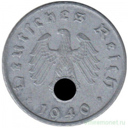 Монета. Германия. Третий Рейх. 5 рейхспфеннигов 1940 год. Монетный двор - Штутгарт (F).