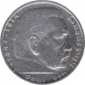 Монета. Германия. Третий Рейх. 5 рейхсмарок 1936 год. Монетный двор - Карлсруэ (G). Старый тип. ав. Монета. Германия. Третий Рейх. 5 рейхсмарок 1936 год. Монетный двор - Карлсруэ (G). Старый тип. ав.