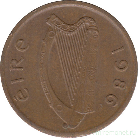 Монета. Ирландия. 1 пенни 1986 год.