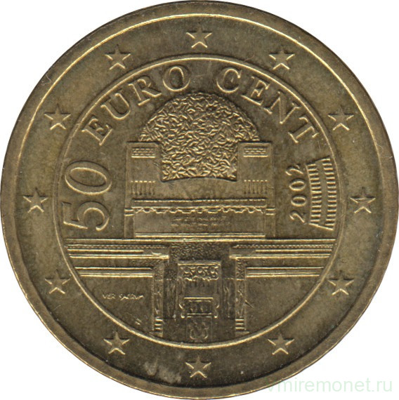 Монета. Австрия. 50 центов 2002 год.