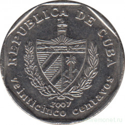 Монета. Куба. 25 сентаво 2007 год (конвертируемый песо).