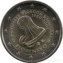 Монета. Словакия. 2 евро 2009 год. 20 лет Бархатной революции.