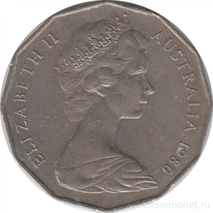Монета. Австралия. 50 центов 1980 год.