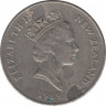 Монета. Новая Зеландия. 20 центов 1989 год. ав.