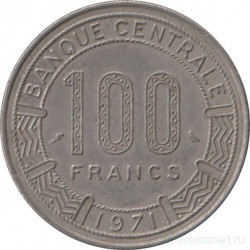 Монета. Центрально-африканская республика. 100 франков 1971 год.
