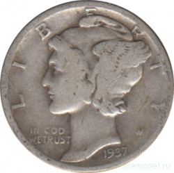 Монета. США. 10 центов 1937 год.