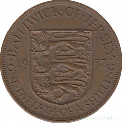 Монета. Великобритания. Джерси. 1/12 шиллинга 1957 год.