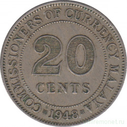 Монета. Малайя (Малайзия). 20 центов 1948 год.