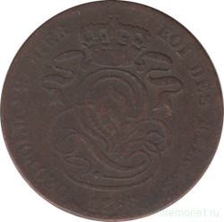 Монета. Бельгия. 2 сантима 1863 год.