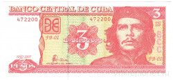 Банкнота. Куба. 3 песо 2005 год.