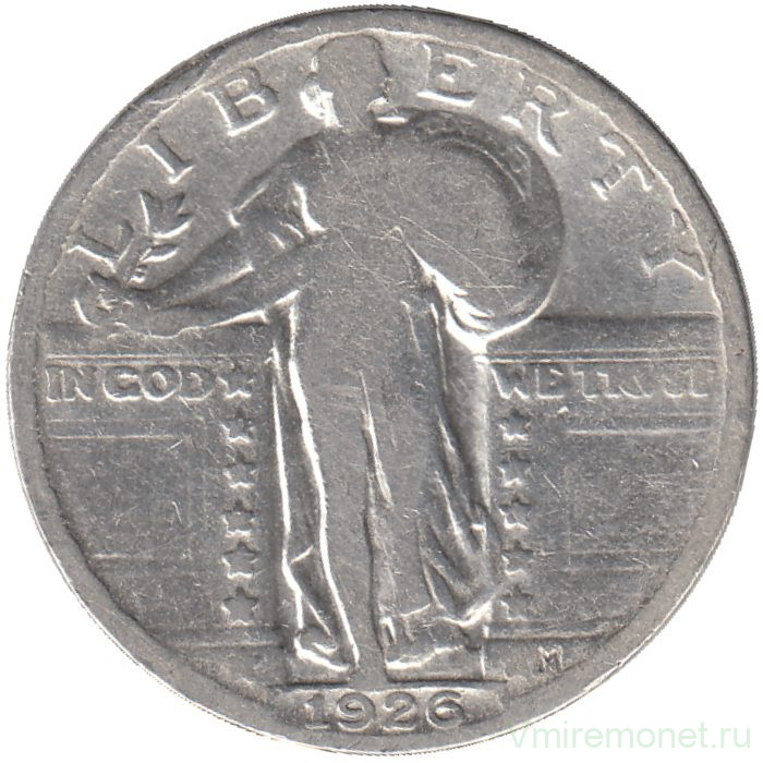 Монета. США. 25 центов 1926 год.
