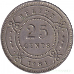 Монета. Белиз. 25 центов 1981 год.