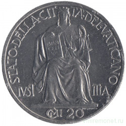 Монета. Ватикан. 20 чентезимо 1942 год.