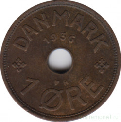 Монета. Дания. 1 эре 1936 год.