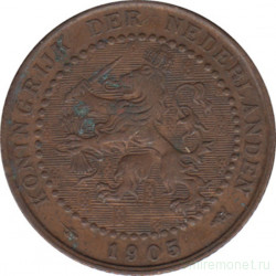 Монета. Нидерланды. 1 цент 1905 год.