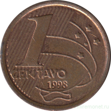 Монета. Бразилия. 1 сентаво 1998 год.
