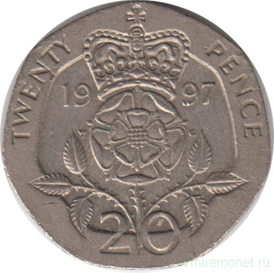 Монета. Великобритания. 20 пенсов 1997 год.