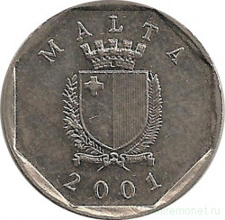 Монета. Мальта. 5 центов 2001 год.