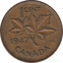Монета. Канада. 1 цент 1947 год.