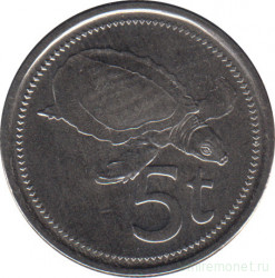 Монета. Папуа - Новая Гвинея. 5 тойя 2005 год.