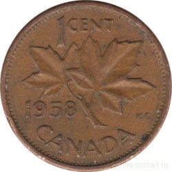 Монета. Канада. 1 цент 1958 год.