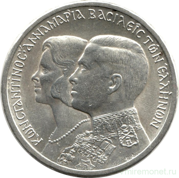 Монета. Греция. 30 драхм 1964 год. Королевская свадьба. B.
