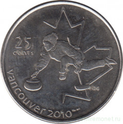 Монета. Канада. 25 центов 2007 год. XXI зимние Олимпийские игры. Ванкувер 2010. Кёрлинг.