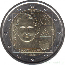 Монета. Италия. 2 евро 2020 год. 150 лет со дня рождения Марии Монтессори.