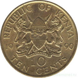 Монета. Кения. 10 центов 1990 год.