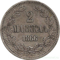 Монета. Русская Финляндия. 2 марки 1866 год.