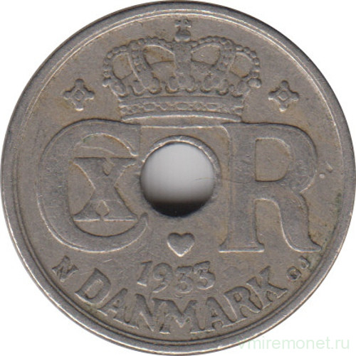 Монета. Дания. 10 эре 1933 год.