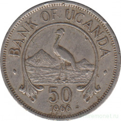 Монета. Уганда. 50 центов 1966 год.