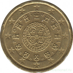Монета. Португалия. 20 центов 2002 год.