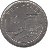Монета. Гибралтар. 10 пенсов 1991 год. "AЕ" на реверсе. рев.