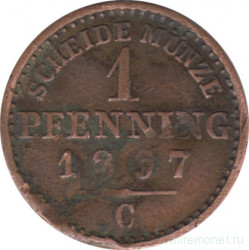 Монета. Пруссия (Германия). 1 пфенниг 1867 год. (C).