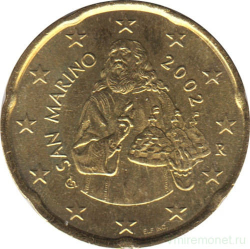 Монета. Сан-Марино. 20 центов 2002 год.