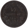 Монета. Италия. 10 чентезимо 1863 год.