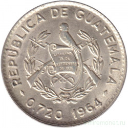 Монета. Гватемала. 10 сентаво 1964 год.