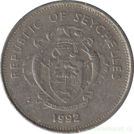 Монета. Сейшельские острова. 25 центов 1992 год.
