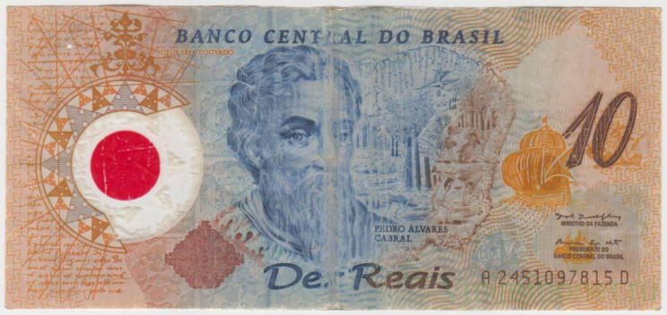 Банкнота. Бразилия. 10 реалов 2000 год. 500 лет открытия Бразилии. Тип 248b.